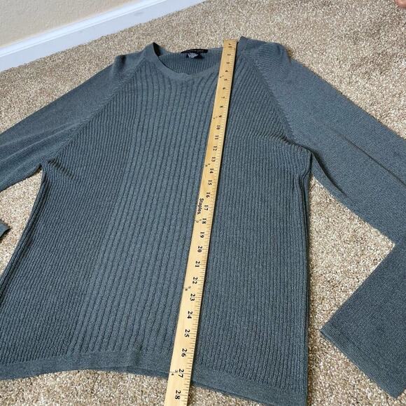 Kenneth Cole top sweater V-neck gray stretch long sleeve ribbed LG Nylon/wool - Picture 6 of 8